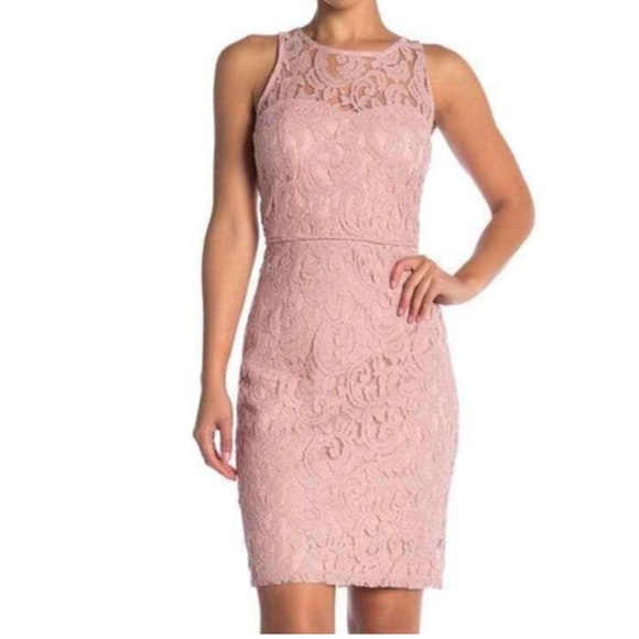 Marina Peach Lace Sleeveless Overlay Knee Length Dress Size 6 NWT - Picture 1 of 12